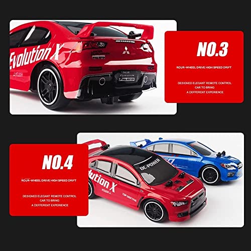 EVO-X Model Car 18.5cm Mini Remote Control Car 2.4Ghz Electric RC Car 4×4 Flat Running Drift Rally Racing Buggy 4WD RC Vehicle Toy Car for Adult Kids (Blue)