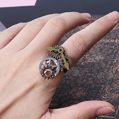 exing mano gemachter Punk estilo de aleación metal Steam Punk estándar Gear Open Anillo unisex de joyas
