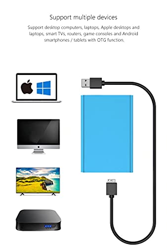 External Hard Drive Portable 1TB 2TB High Speed Type-C/USB 3.1 Hard Drive External HDD Portable External Hard Drive for Mac, PC, Laptop (2TB Blue)