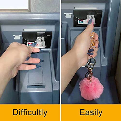 Extractor de tarjetas de crédito para uñas largas Ard Tomando Ard Artefacto Acrílico Debit Bank Card Grabber Fur Ball Llavero Teléfono móvil Charm Key Car Keyring(amarillo), Morado (, M