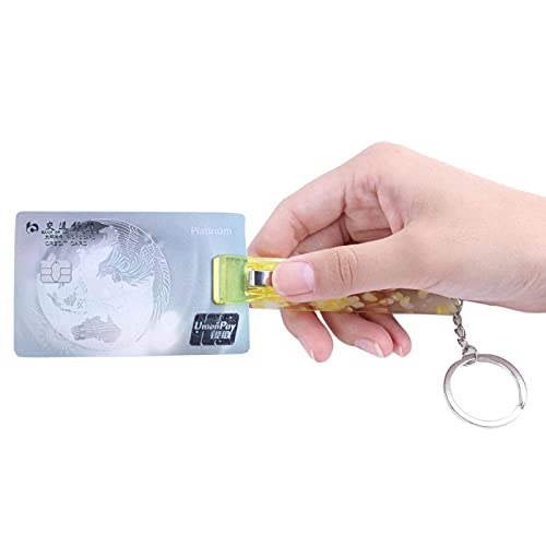 Extractor de tarjetas de crédito para uñas largas Ard Tomando Ard Artefacto Acrílico Debit Bank Card Grabber Fur Ball Llavero Teléfono móvil Charm Key Car Keyring(amarillo), Morado (, M