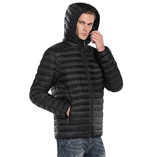 Extreme Pop Hombre Precio de Venta Final de la Chaqueta con Capucha de Ganso Puro (S, Negro1)