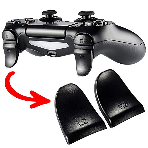eXtremeRate 2 Pares de Disparador de Botones para PS4 L2 R2 Gatillo Extensor Quickfire Trigger Ajustables para Playstaion 4 Mando Pro Slim(Modelo: JDM-001 JDM-011 JDM-040 JDM-050 JDM-055)-Negro