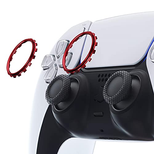eXtremeRate Anillos de Acento para PS5 Mando Accesorios Anillos de Joysticks para Playstation 5 Anillos de Reemplazo con un Herramienta de Abrir Anillos para PS5-NO Incluye Control(Rojo Escarlata)