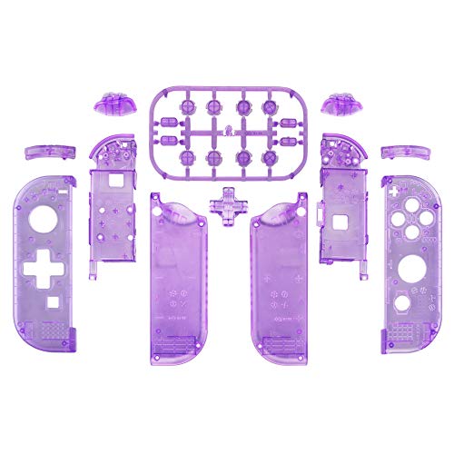 eXtremeRate Carcasa D-Pad Versión con Botones Completos para Nintendo Switch Joy-Con Oled Funda de Agarre Reemplazo para Nintendo Switch Joycon Oled No incluye Carcasa de Consola(Transparente Violeta)
