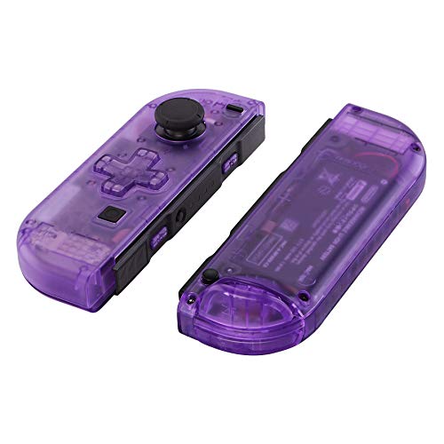 eXtremeRate Carcasa D-Pad Versión con Botones Completos para Nintendo Switch Joy-Con Oled Funda de Agarre Reemplazo para Nintendo Switch Joycon Oled No incluye Carcasa de Consola(Transparente Violeta)