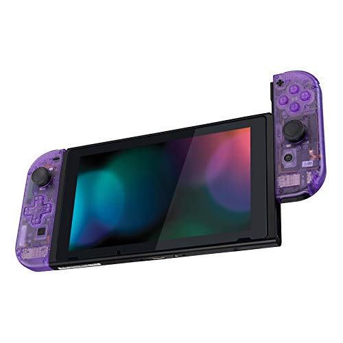 eXtremeRate Carcasa D-Pad Versión con Botones Completos para Nintendo Switch Joy-Con Oled Funda de Agarre Reemplazo para Nintendo Switch Joycon Oled No incluye Carcasa de Consola(Transparente Violeta)