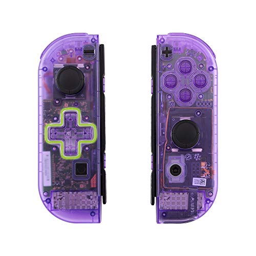 eXtremeRate Carcasa D-Pad Versión con Botones Completos para Nintendo Switch Joy-Con Oled Funda de Agarre Reemplazo para Nintendo Switch Joycon Oled No incluye Carcasa de Consola(Transparente Violeta)