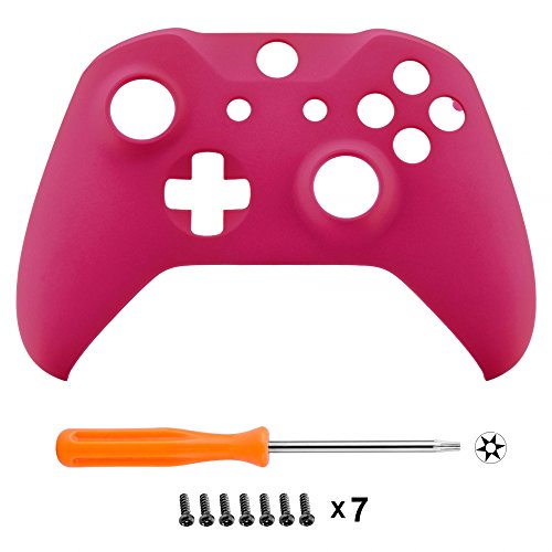 eXtremeRate Carcasa para Mando Xbox One S/X Accesorios Protectora Suave al Tacto Placa Frontal Funda Delantera Kit de reemplazo Cubierta Shell para Mando Controlador de Xbox One S/X(Model 1708) Rosa