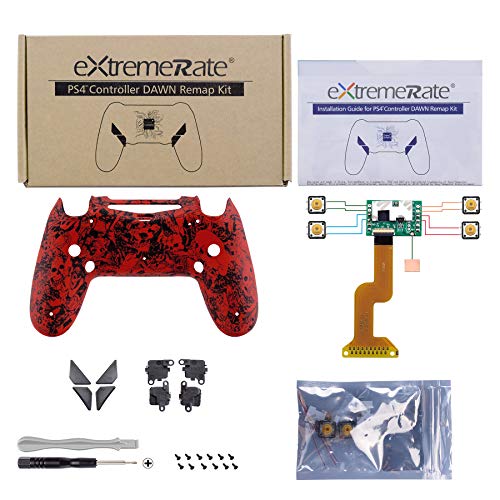 eXtremeRate DAWN Programable Remap Kit Botón de Reasignación para Playstaion 4 con Board de Actuelización&Carcasa Trasera Diseñada&4 Botones Traseros para PS4 Mando JDM 040/050/055(Demonio y Monstruo)