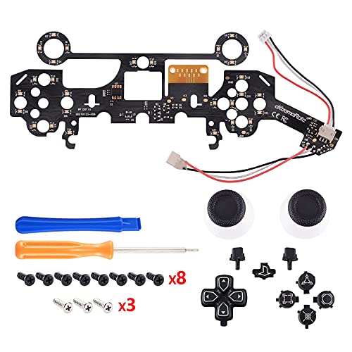 eXtremeRate LED Botones para PS5 Control Multicolores Joysticks D-Pad Acción Share Home Botón Luminoso Teclas para PS5 DTF LED Kit para PlayStaion 5 Mando-No Incluye Control(Simbolos-Negro)