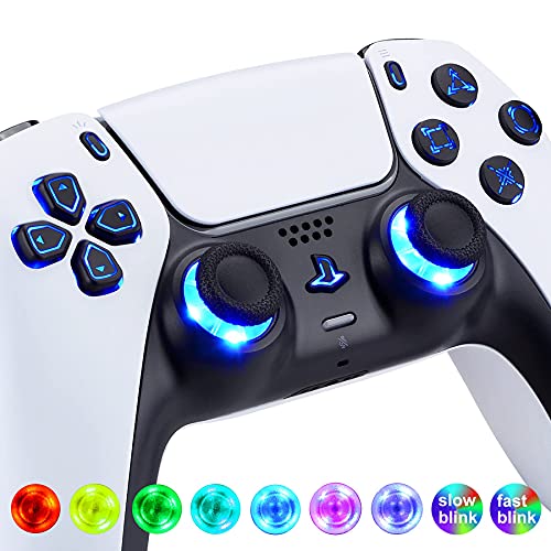 eXtremeRate LED Botones para PS5 Control Multicolores Joysticks D-Pad Acción Share Home Botón Luminoso Teclas para PS5 DTF LED Kit para PlayStaion 5 Mando-No Incluye Control(Simbolos-Negro)