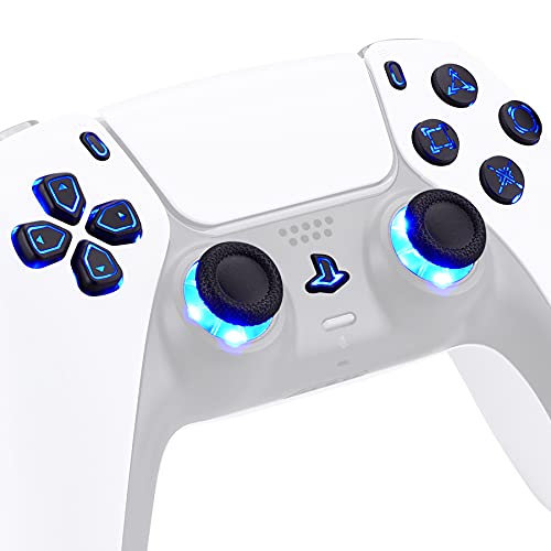eXtremeRate LED Botones para PS5 Control Multicolores Joysticks D-Pad Acción Share Home Botón Luminoso Teclas para PS5 DTF LED Kit para PlayStaion 5 Mando-No Incluye Control(Simbolos-Negro)