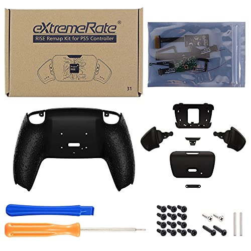 eXtremeRate Programable Rise Remap Kit para PS5 Mando BDM-010 Actualización Board&Carcasa Trasera Diseñada&Botones Traseros Accesorios para Playstation 5 Control-NO Incluye Mando(Salpicaduras Negras)