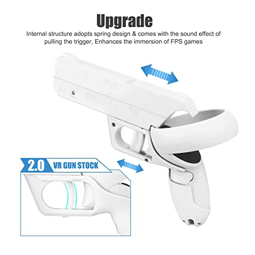 Eyglo VR Game Gun para Oculus Quest 2,Caja del Controlador ABS para Oculus Quest 2,Accesorios para Oculus Quest 2,Aumente la Experiencia de Juego para Juegos de Disparos de VR (Blanco)