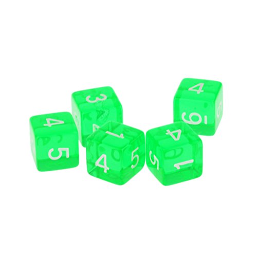 F Fityle Juego de 5 Piezas TRPG Games Parts D&D Gaming Dices D6 Acrylic Dices - Verde, único