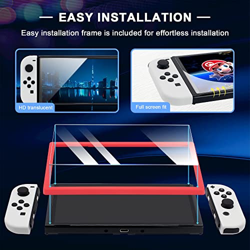 Fácil instalación: protector de pantalla BRHE para Nintendo Switch OLED modelo 7 '' 2021 Accesorios de consola Película templada de 0,25 mm 9H con marco de fácil instalación, paquete de 3