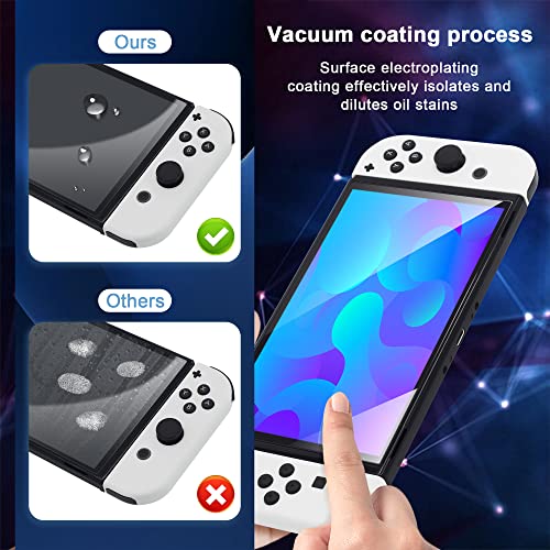 Fácil instalación: protector de pantalla BRHE para Nintendo Switch OLED modelo 7 '' 2021 Accesorios de consola Película templada de 0,25 mm 9H con marco de fácil instalación, paquete de 3