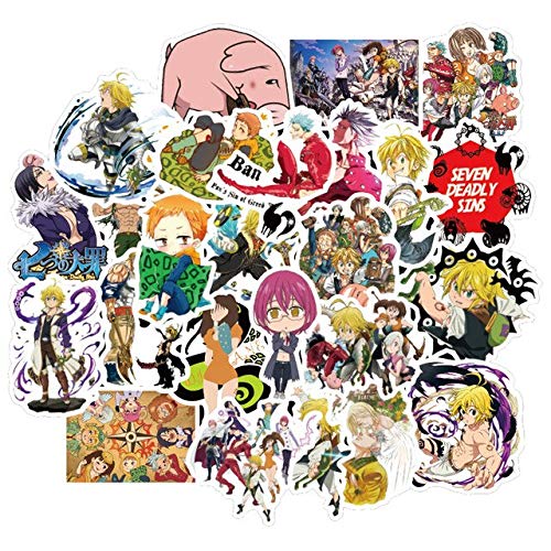 FAFPAY Sticker de Carro 50 unids/Lote Japón Anime Seven Deadly Sins Pegatinas Impermeables para PS4 Skate Juguetes para niños DIY Guitarra Pegatina para Ordenador portátil   50 Seven Deadly Sins