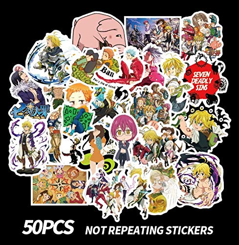 FAFPAY Sticker de Carro 50 unids/Lote Japón Anime Seven Deadly Sins Pegatinas Impermeables para PS4 Skate Juguetes para niños DIY Guitarra Pegatina para Ordenador portátil 30 Piezas   sin repetición