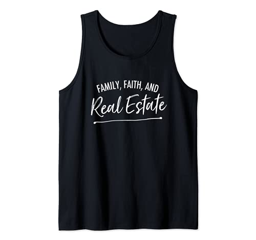 Familia, fe, y bienes raíces lindo inmobiliario T-shirt Camiseta sin Mangas