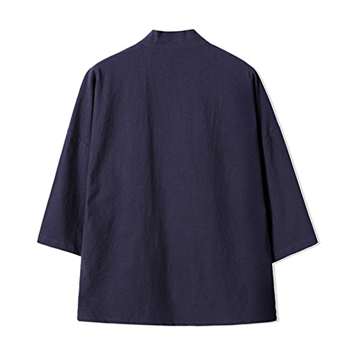 Fancy Pumpkin Chaqueta Fina de los Hombres Chinos Retro Chaqueta de Bordado de la túnica Japonesa Kimono-Marina de Guerra