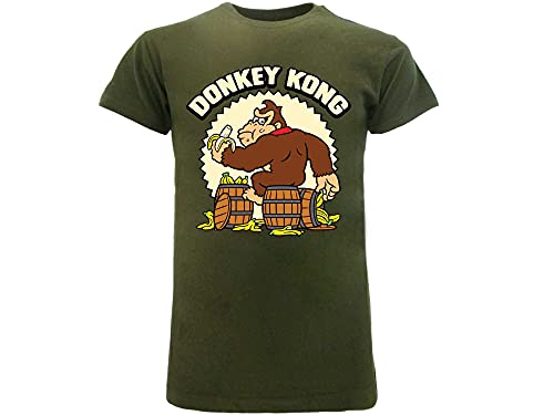 Fashion UK Camiseta Donkey Kong Super Mario Bros Original Verde Oscuro, Verde, L