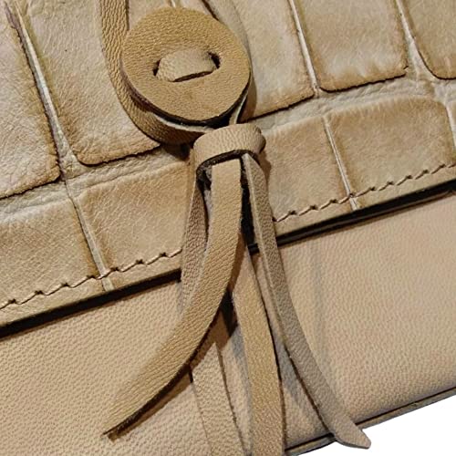 FAST WORLD SHOPPING ® Portatabaco de piel auténtica Made in Italy porta tabaco papel encendedor filtros archivador estuche con cremallera bolso beige