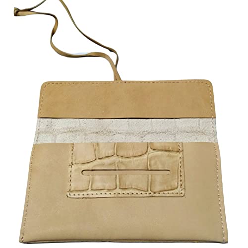 FAST WORLD SHOPPING ® Portatabaco de piel auténtica Made in Italy porta tabaco papel encendedor filtros archivador estuche con cremallera bolso beige