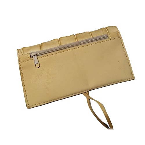 FAST WORLD SHOPPING ® Portatabaco de piel auténtica Made in Italy porta tabaco papel encendedor filtros archivador estuche con cremallera bolso beige