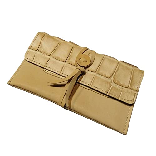 FAST WORLD SHOPPING ® Portatabaco de piel auténtica Made in Italy porta tabaco papel encendedor filtros archivador estuche con cremallera bolso beige