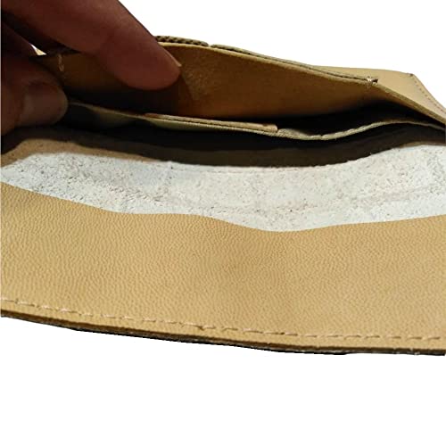 FAST WORLD SHOPPING ® Portatabaco de piel auténtica Made in Italy porta tabaco papel encendedor filtros archivador estuche con cremallera bolso beige