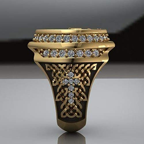 Feeyond Anillo De Oro para Hombres Empire Spirit Legión Romana Oriental Logotipo De Águila De Dos Cabezas Espada De La Cruz Santa Anillo De Águila Vikinga Joyería De Hip Hop,6