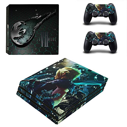 FENGLING Final Fantasy VII 7 Remake Ps4 Pro Skin Sticker Decal para Playstation 4 Console y 2 Controller Ps4 Pro Skin Sticker Vinyl