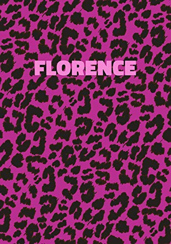 Florence: Personalized Pink Leopard Print Notebook (Animal Skin Pattern). College Ruled (Lined) Journal for Notes, Diary, Journaling. Wild Cat Theme Design with Cheetah Fur Graphic