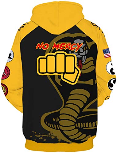 FLYCHEN Hombre Sudaderas para Cobra Kai Suéter con Cremallera Serie de televisión Estadounidense La Historia de Cobra Hoodies kárate - Hoodies, S