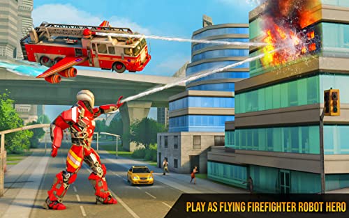 Flying Firefighter Truck Transform Robot Games