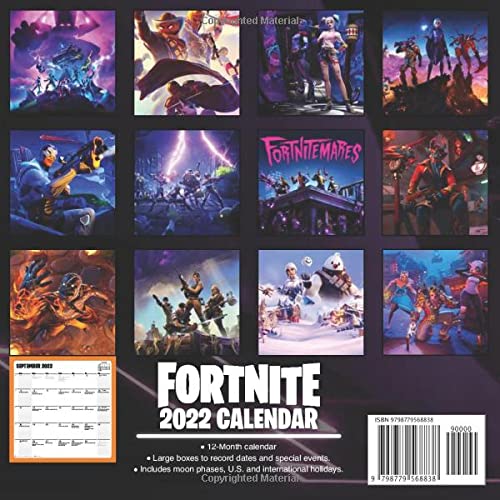 For-tnite Season 8 2022 Calendar: Iconic Artwork | 2022 Monthly Planner | For Birthday or Christmas For Kids, Students, games Lovers