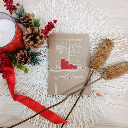 Forletter – Pack de 10 Tarjetas de Navidad de Papel Kraft, Red Details, (FPK10XR492)
