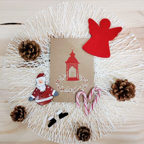 Forletter – Pack de 10 Tarjetas de Navidad de Papel Kraft, Red Details, (FPK10XR492)