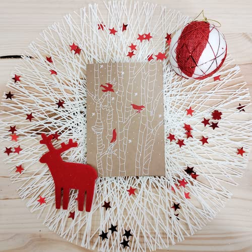 Forletter – Pack de 10 Tarjetas de Navidad de Papel Kraft, Red Details, (FPK10XR492)