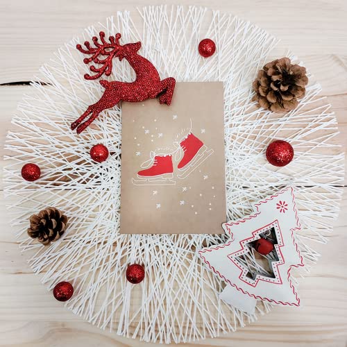 Forletter – Pack de 10 Tarjetas de Navidad de Papel Kraft, Red Details, (FPK10XR492)