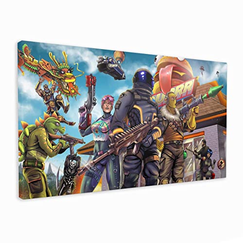 Fortnite Playstation 4 Xbox Battle Royal Last Laugh Personajes del juego enmarcado para sala de juegos (60 x 36 pulgadas)