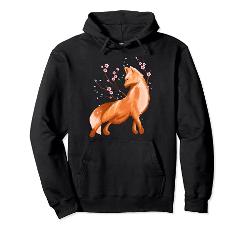 Fox japonés arte con flores de Sakura - Fox Lover Sudadera con Capucha