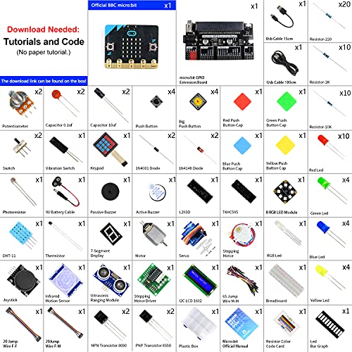 Freenove Ultimate Starter Kit for BBC Micro:bit (V2 Contained), 305-Page Detailed Tutorial, 225 Items, 44 Projects, Blocks and Python Code, Solderless Breadboard