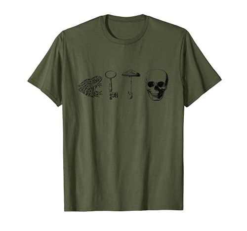 Frog Key Mushroom and Skull, Vintage Dark Academia Nu-Goth Camiseta
