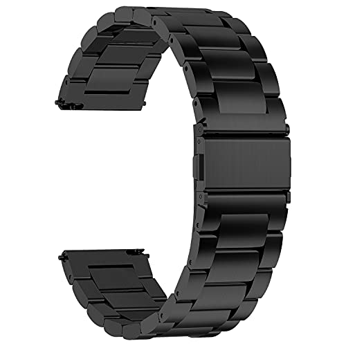 Fullmosa 4 Colores para Correa Metálica de Reloj de Liberación Rápida, Pulsera Reloj de Acero Inoxidable, Negro 22mm