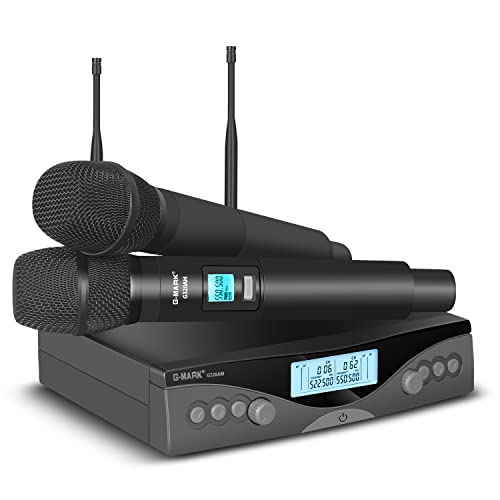 G-MARK G320AM Sistema de micrófono inalámbrico UHF profesional Micrófono karaoke Frecuencia ajustable 100M para fiesta en casa show studio karaoke