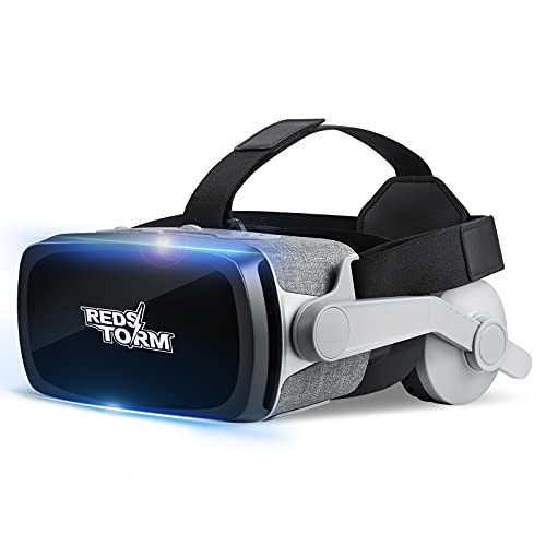 Gafas 3D VR con Auriculares, REDSTORM Gafas de Realidad Virtual, para Juegos y Películas 3D con Visión Panorámica de 360 Grados, para Teléfonos Móviles de 4 a 6 Pulgadas