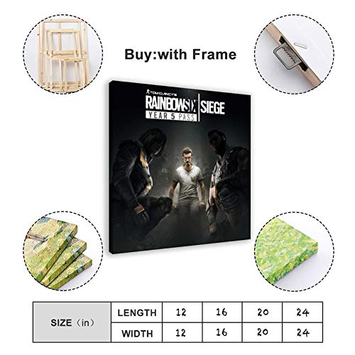 Game Tom Clancy's Rainbow Six Siege 6 Póster de lona para dormitorio, decoración deportiva, paisaje, oficina, habitación, regalo, 60 x 60 cm, marco1